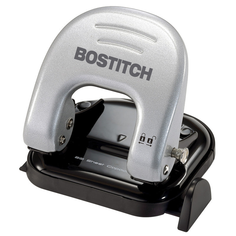 EZ Squeeze Two-Hole Punch, 20-Sheet Capacity, 9/32-Inch Holes, Black and Silver