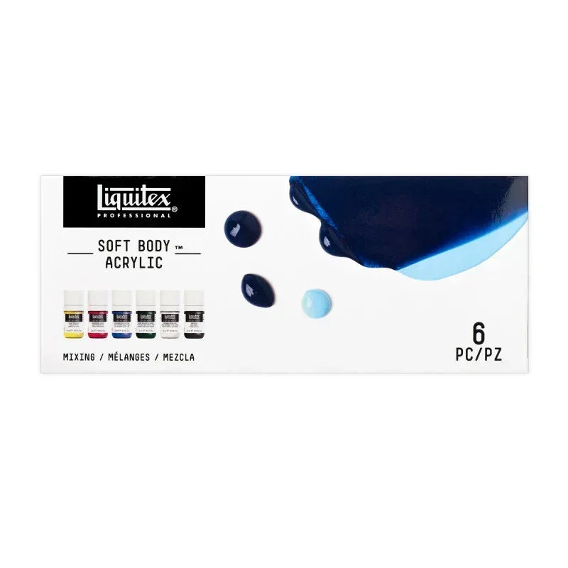 Professional Soft Body Acrylic Paint, Mixing Colors, 22 mL, Set of 6