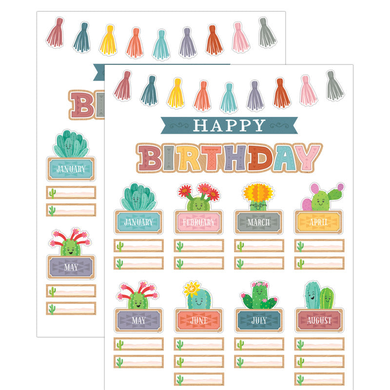 Happy Cactus Crew Happy Birthday Mini Bulletin Board Set, 59 Pieces, 2 Sets