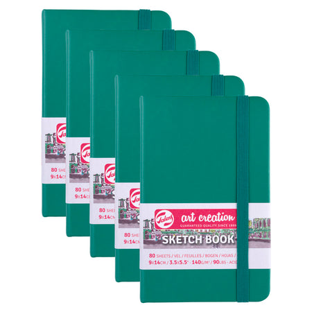 Sketchbook, 80 Sheets, 90lbs, Forest Green Cover, 3.5" x 5.5", Pack of 5