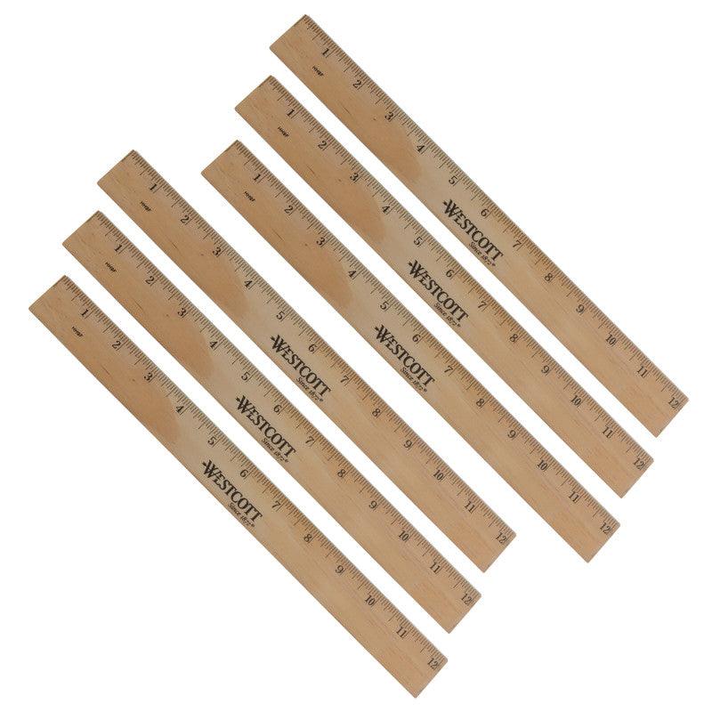 Wood Ruler, Metric and 1/16 in Scale With Single Metal Edge, 12 in Lon ...