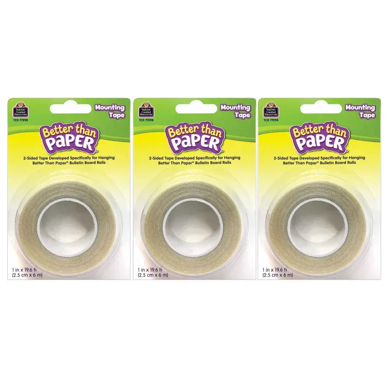 Better Than Paper&reg; Mounting Tape, 1" x 19.6', 3 Rolls