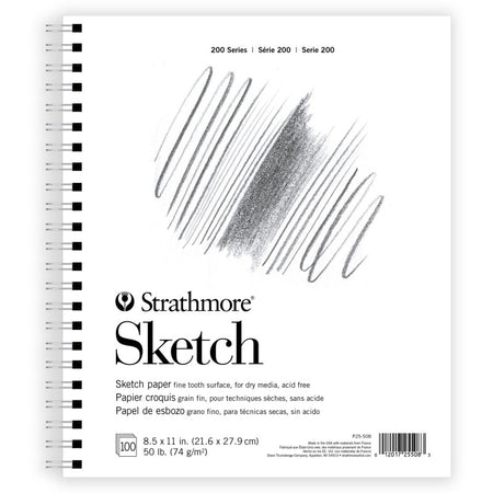 200 Series Sketch Paper Pad, Wire Binding, 100 Sheet, 8.5x11 inch, 1 Count