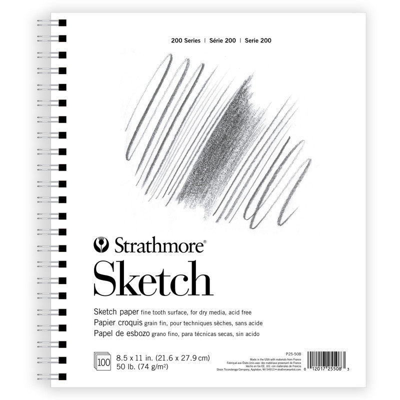 200 Series Sketch Paper Pad, Wire Binding, 100 Sheet, 8.5x11 inch, 1 Count