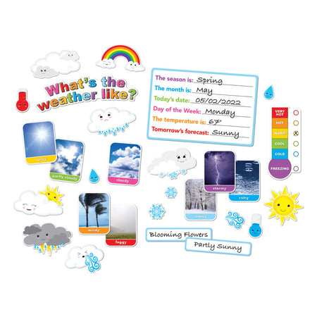 Smart Poly&reg; Mini Bulletin Board Set, Weather, 30 Piece Set