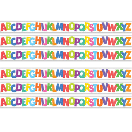 Colorful Alphabet Die-Cut Border Trim, 35 Feet Per Pack, 6 Packs