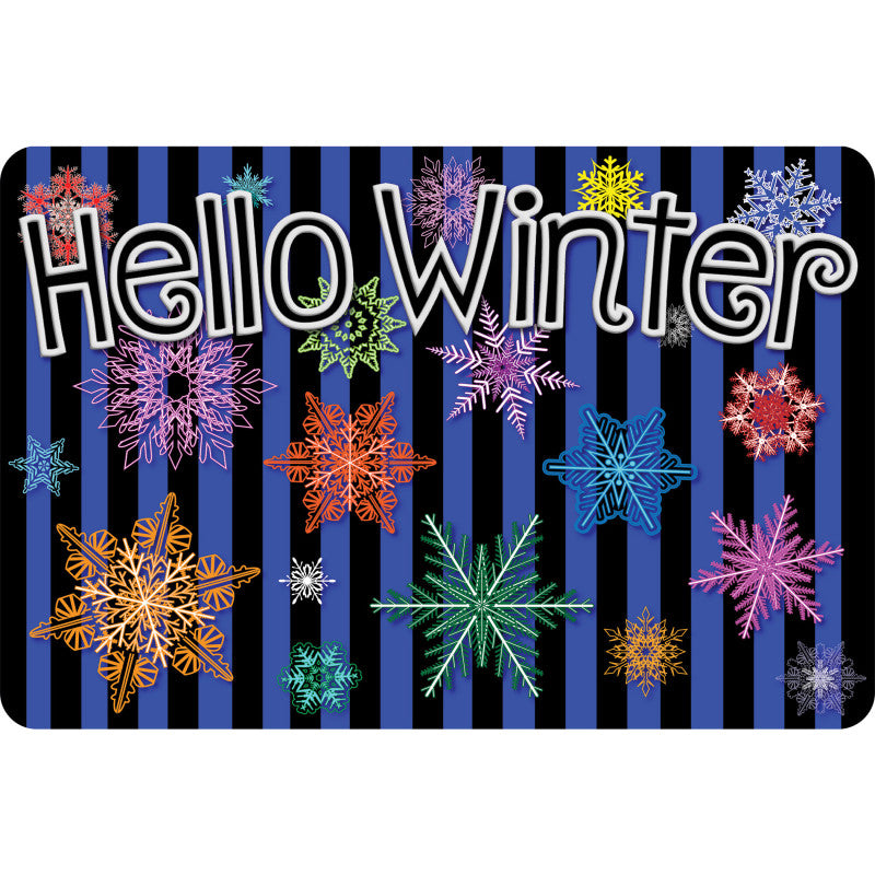 The Original Fun Mat&trade;, Welcome Mat, 15.5" x 23.5", Hello Winter Colorful Snowflakes