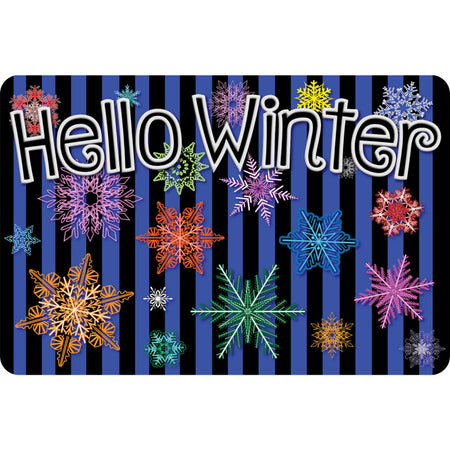 The Original Fun Mat&trade;, Welcome Mat, 15.5" x 23.5", Hello Winter Colorful Snowflakes