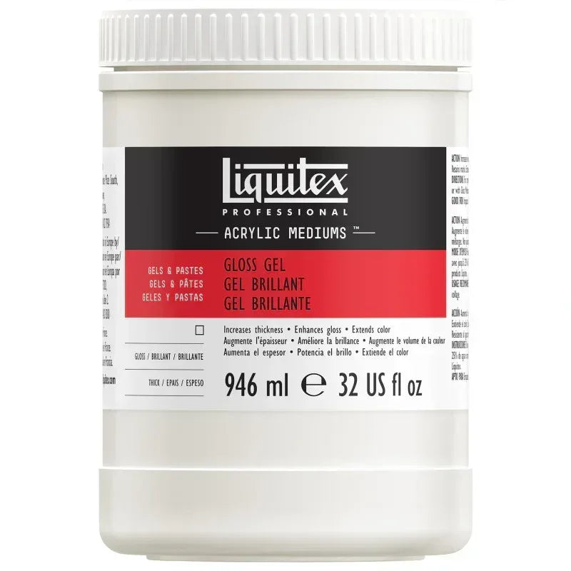 Professional Acrylic Gloss Gel Medium, Clear, 32 oz (946 mL)