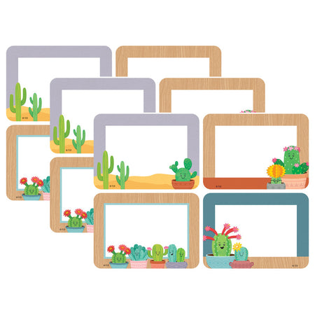 Happy Cactus Crew Name Tags/Labels, Multi-Pack, 3-1/2" x 2-1/2", 36 Per Pack, 3 Packs