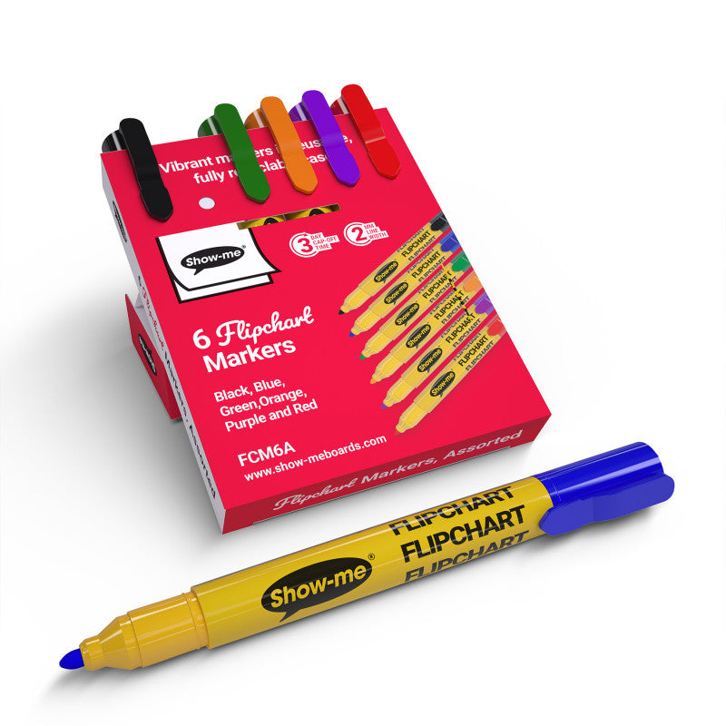 Flipchart Markers, Bullet Tip, Assorted Colors, Pack of 6