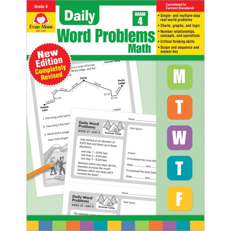 Daily Word Problems Math, Grade 4