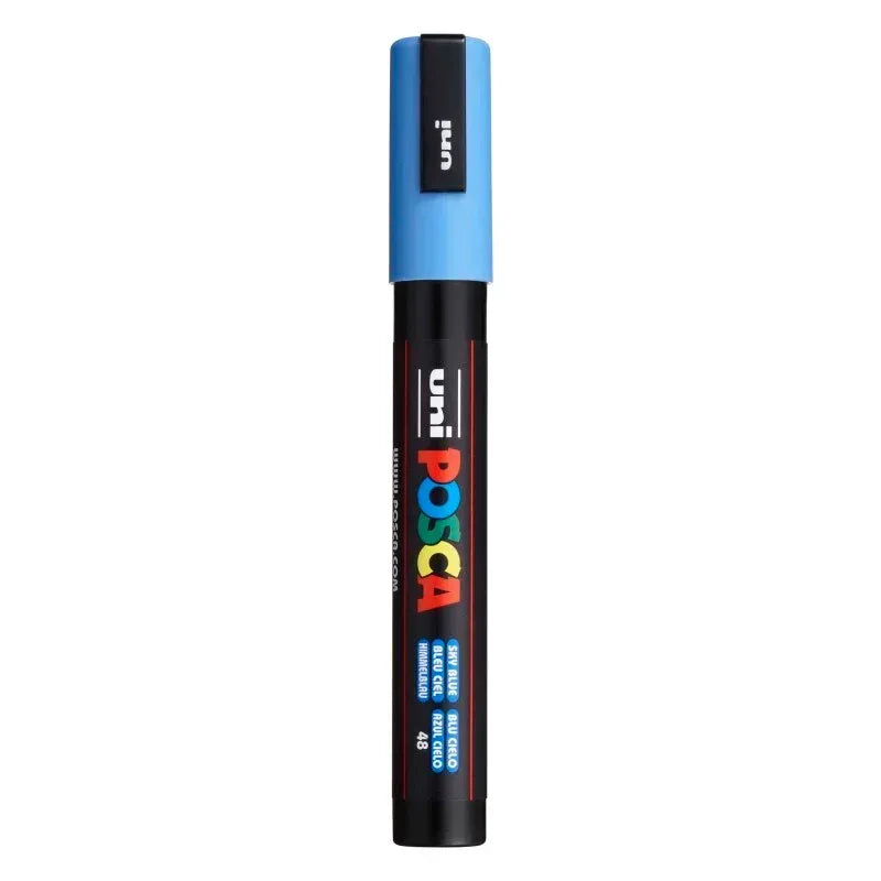 uni® POSCA PC-5M Water-Based Paint Markers, Reversible Medium Tip (1.8-2.5mm), Sky Blue