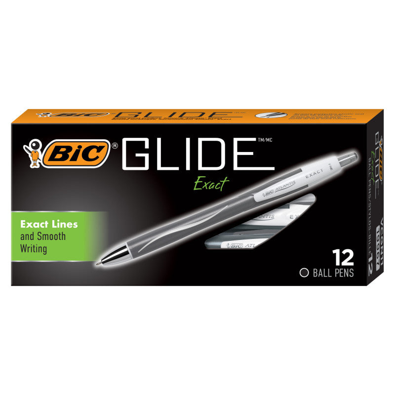 Glide&trade; Exact Retractable Ball Point Pen, Fine Point (0.7 mm), Black, 12-Count