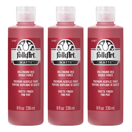 Acrylic Paint Matte, 8oz., Engine Red, Pack of 3
