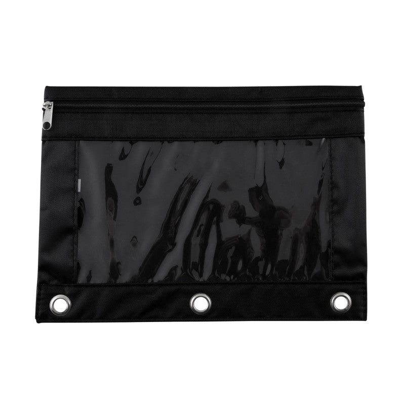 Binder Pencil Pouch, Black/Clear, 10x7.38 in