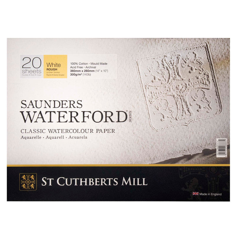 Saunders Waterford Watercolor Block, Rough, White, 140lb/300gsm, 20 Sheet, 14x10 inch, 1 Count