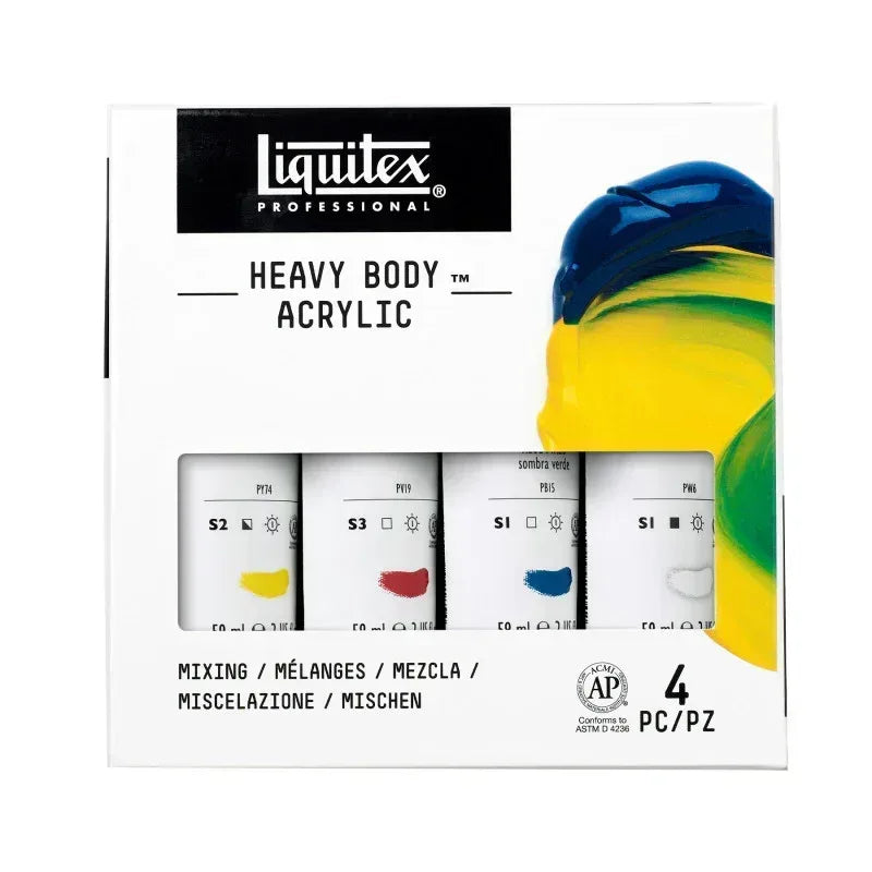 Professional Heavy Body Acrylic Paint, Mixing Colors, 59 mL, Set of 4