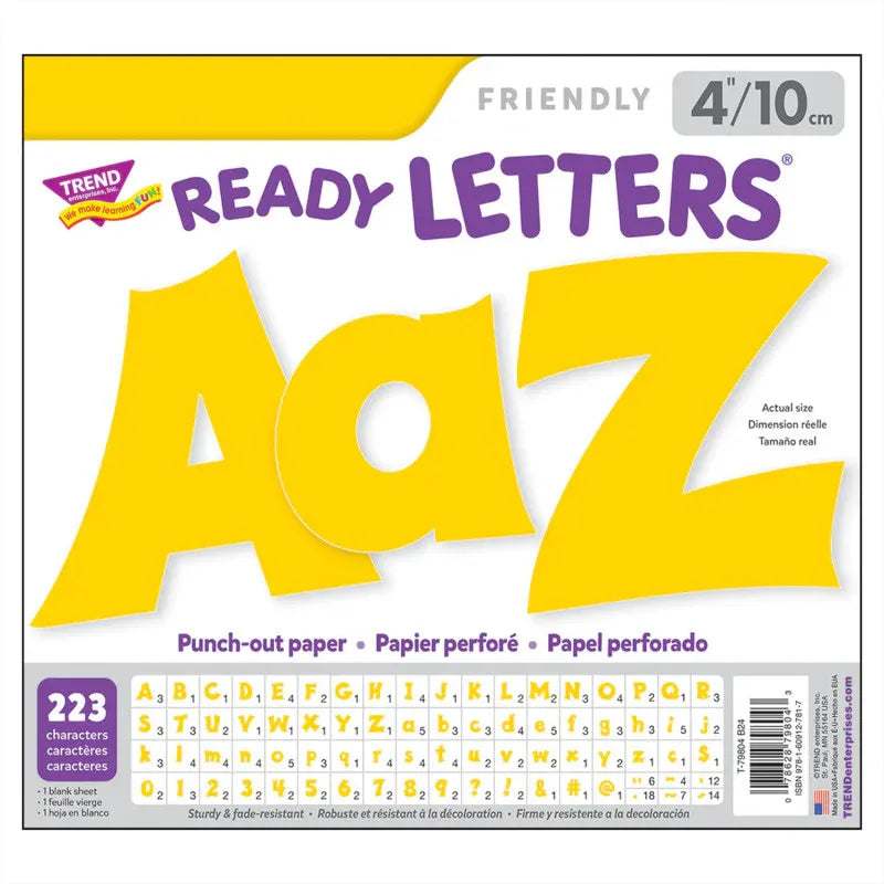 Yellow 4-Inch Friendly Uppercase/Lowercase Combo Pack (EN/SP) Ready Letters&reg;