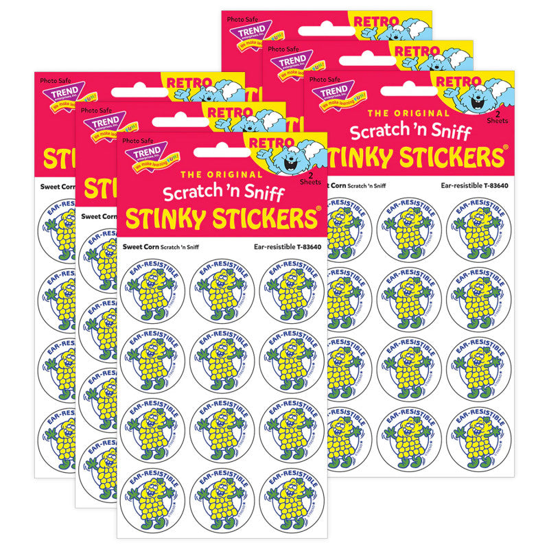 Ear-resistible/Sweet Corn scent Retro Scratch 'n Sniff Stinky StickersÂ®, 24 Per Pack, 6 Packs