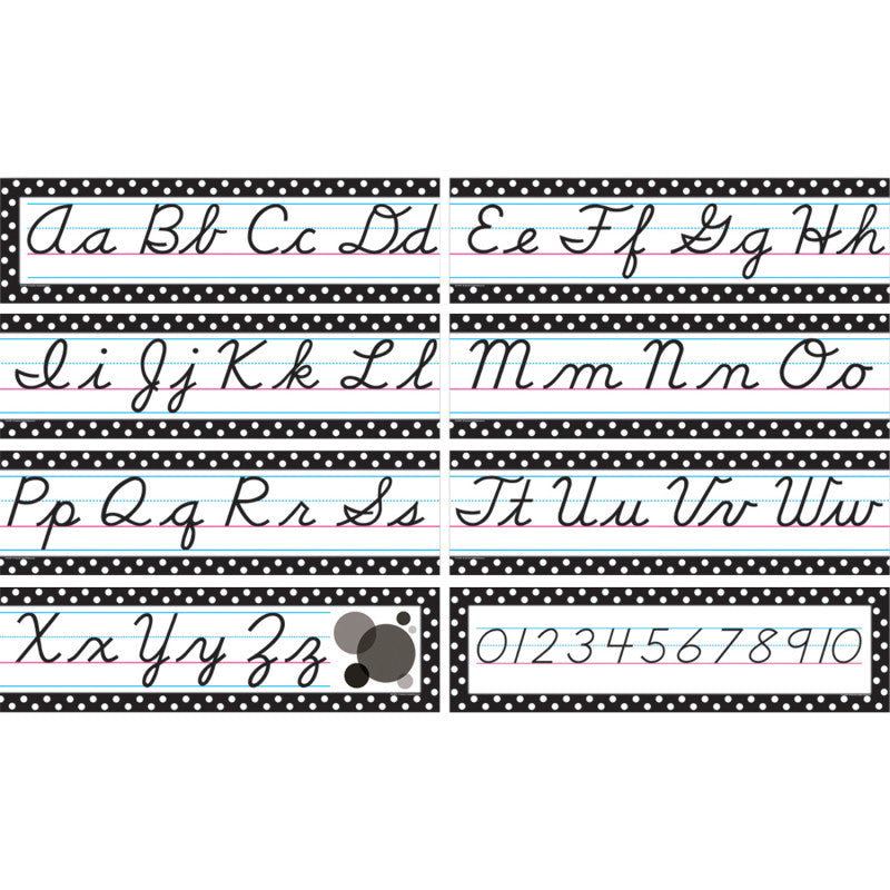 Black Polka Dots Cursive Mini Bulletin Board Set