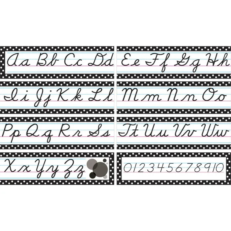 Black Polka Dots Cursive Mini Bulletin Board Set