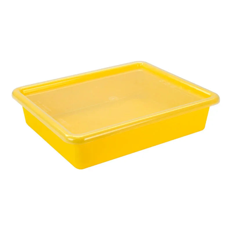 Flat Storage Tray with Lid, Yellow
