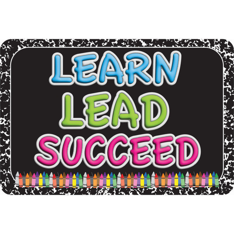 The Original Fun MatÂ® Computer Mouse Pad, 11.75x8 in, Learn, Lead, Succeed, Composition, Crayons