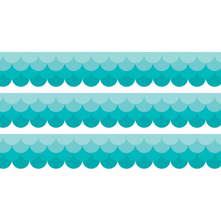 Painted Palette Ombre Turquoise Scallops EZ Border, 48 Feet Per Pack, 3 Packs