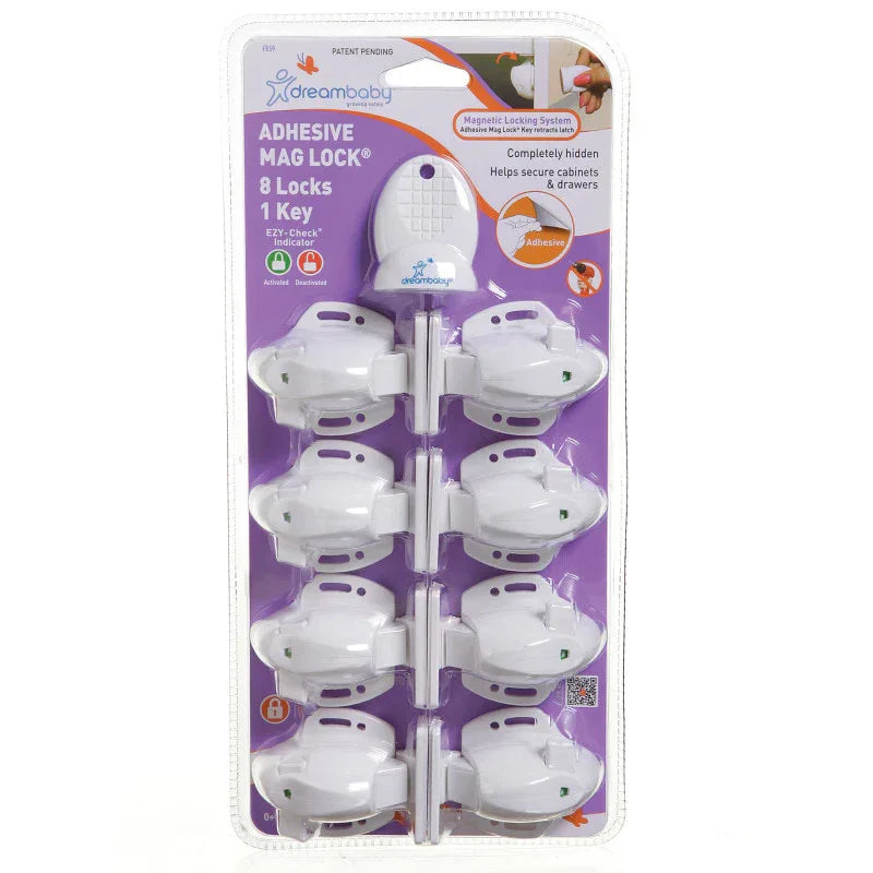 Adhesive Mag Locks&reg; 8 Locks, 1 Key