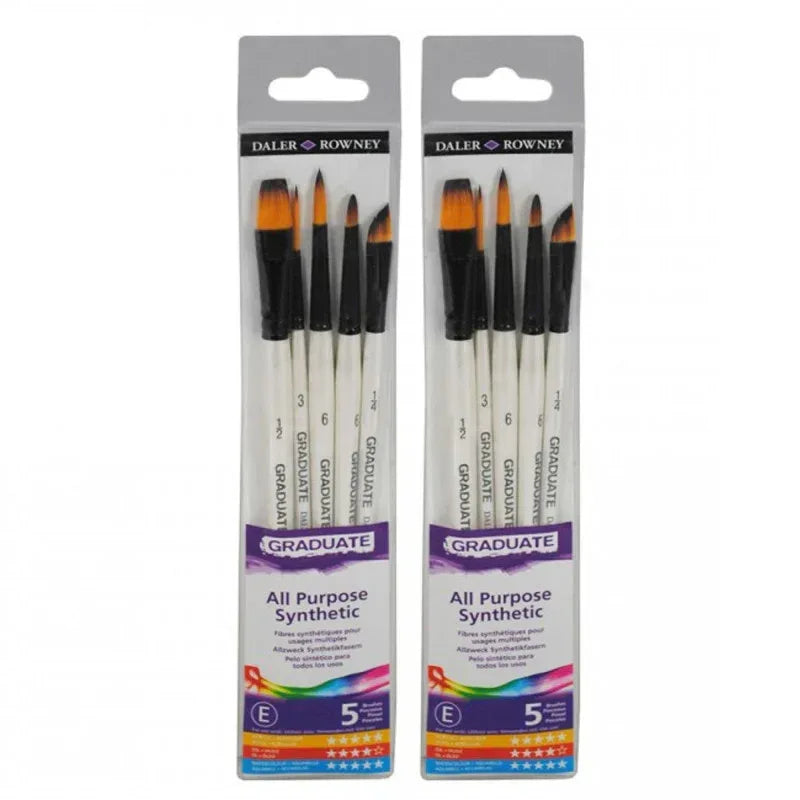 Graduate Watercolor Detail Brush Set, Synthetic, 5 Pieces Per Set, 2 Sets