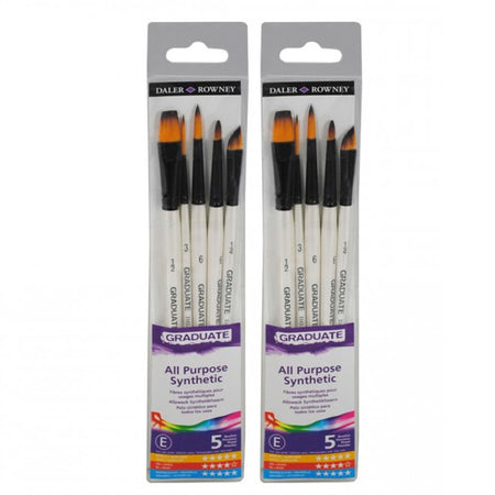 Graduate Watercolor Detail Brush Set, Synthetic, 5 Pieces Per Set, 2 Sets