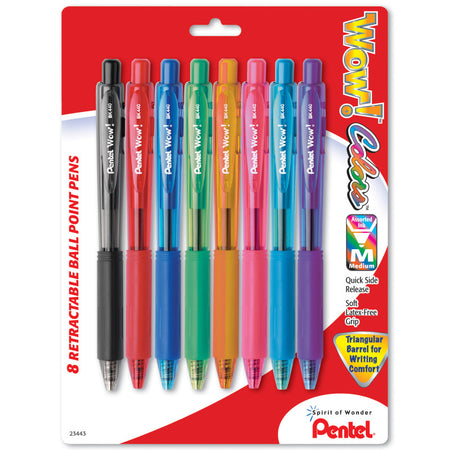 WOW!&trade; Retractable Ball Point Pens, 8-pack assorted