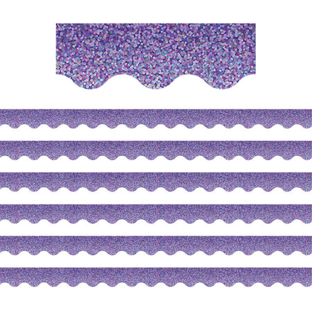 Purple Sparkle Scalloped Border Trim, 35 Feet Per Pack, 6 Packs