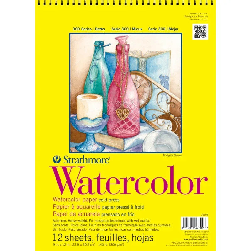 300 Series Watercolor Pad, Cold Pressed, Top Wire Binding, 12 Sheet, 9x12 inch, 1 Count
