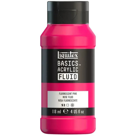 BASICS Acrylic Fluid, 118 mL Bottle, Fluorescent Pink