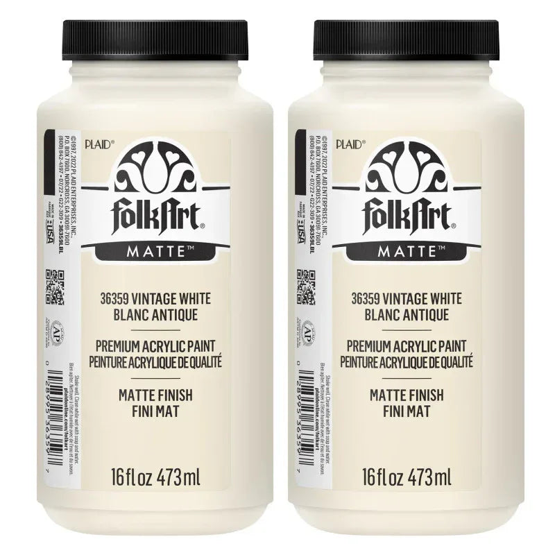 Acrylic Paint Matte, 16oz., Vintage White, Pack of 2