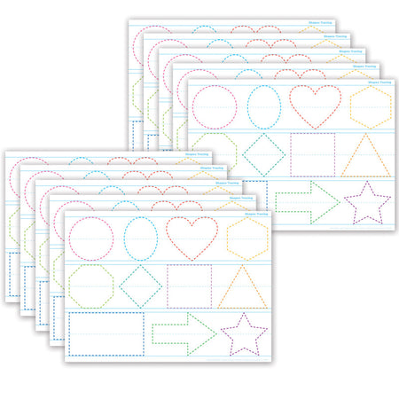 Smart Poly&reg; PosterMat Pals&trade; Space Savers, 13" x 9-1/2", Shapes Tracing, Pack of 10