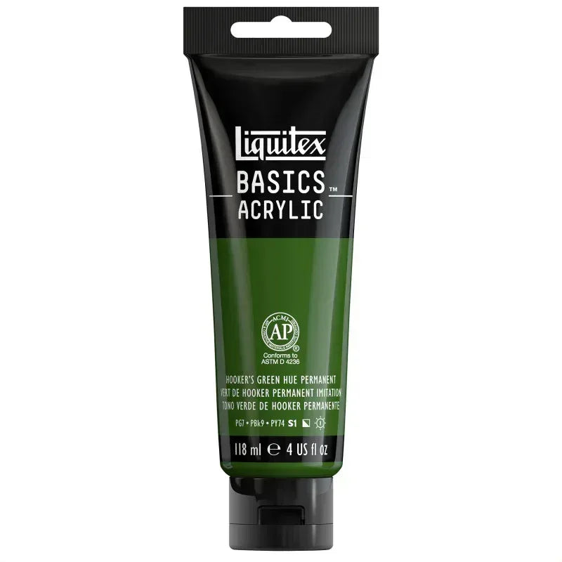 BASICS Acrylic Paint, 118 mL Tube, Hooker’s Green Hue Permanent