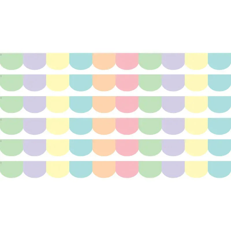 Pastel Pop Scalloped Border Trim, 35 Feet Per Pack, 6 Packs