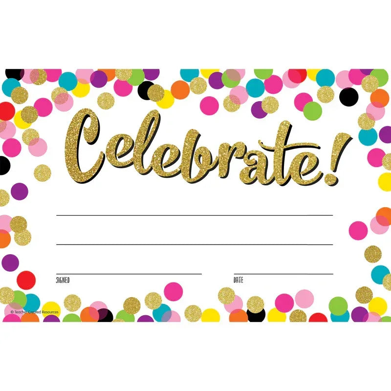 Confetti Celebrate! Awards, 8.5" x 5.5", Pack of 25