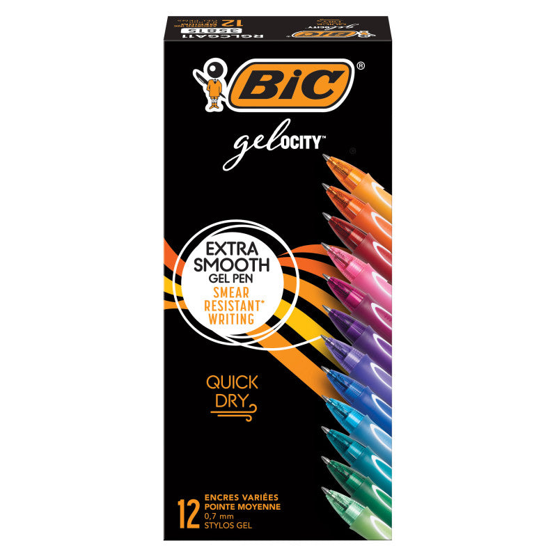 Gel-ocity&reg; Quick Dry Retractable Gel Pens, Assorted Fashion Colors, Pack of 12