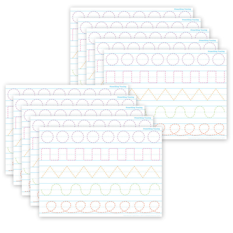 Smart Poly&reg; PosterMat Pals&trade; Space Savers, 13" x 9-1/2", Prewriting Tracing, Pack of 10