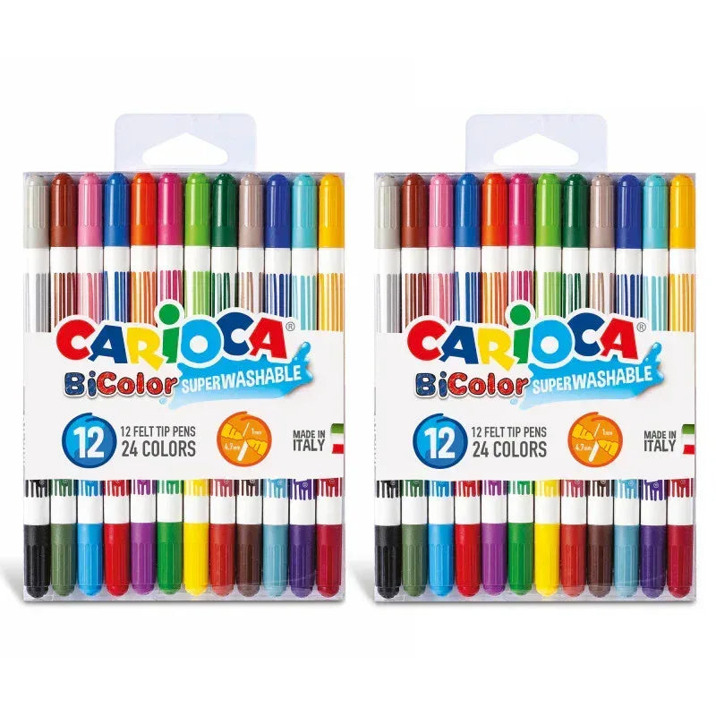 BiColor Felt Tip Washable Pens, 12 Per Pack, 2 Packs