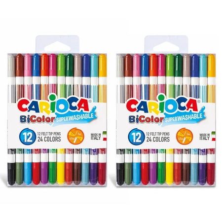 BiColor Felt Tip Washable Pens, 12 Per Pack, 2 Packs
