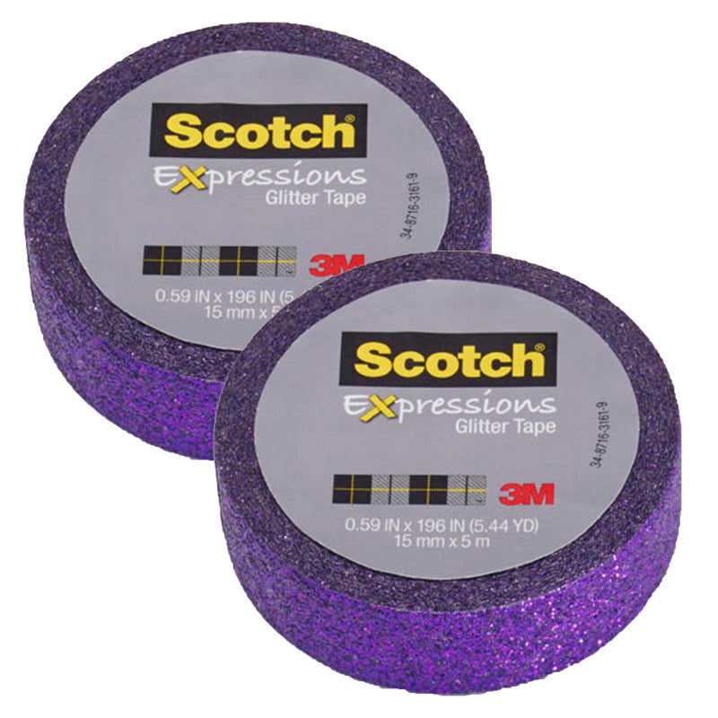 Expressions Glitter Tape, .59" x 196", Bright Violet, Pack of 2