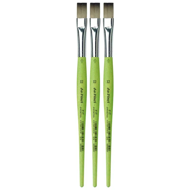 FIT Synthetics Student Brush, Synthetic, Acrylic & Tempera, Flat, Series 374, Size 12, Pack of 3