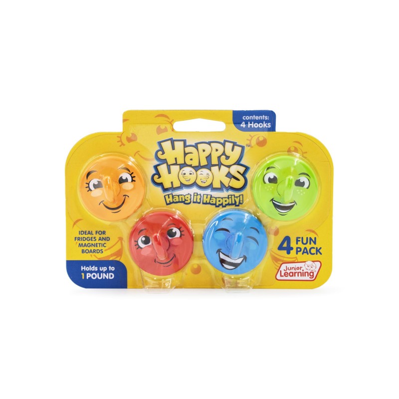 Magnetic Happy Hooks, Multi-Colored, 5 Pieces