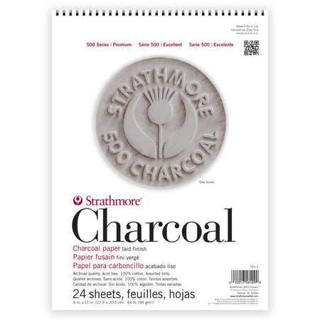 500 Series Charcoal Paper Pad, Assorted Colors, 24 Sheet, 9x12 inch, 1 Count