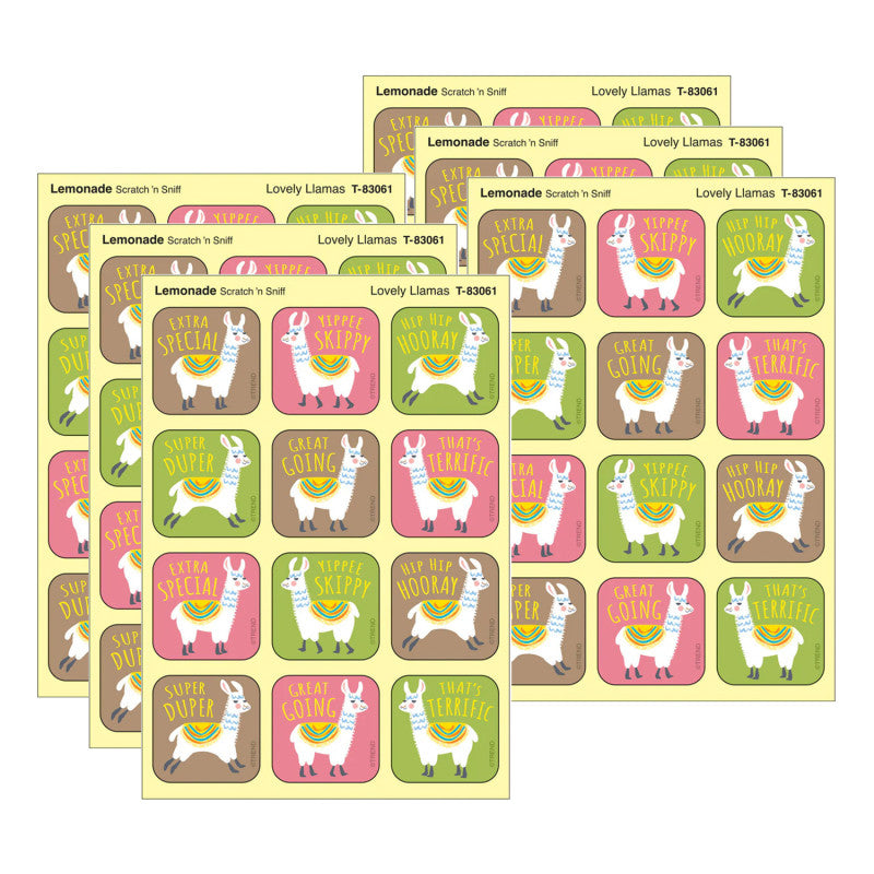 Lovely Llamas, Lemonade Scent Scratch 'n Sniff Stinky Stickers&reg;, 48 Per Pack, 6 Packs